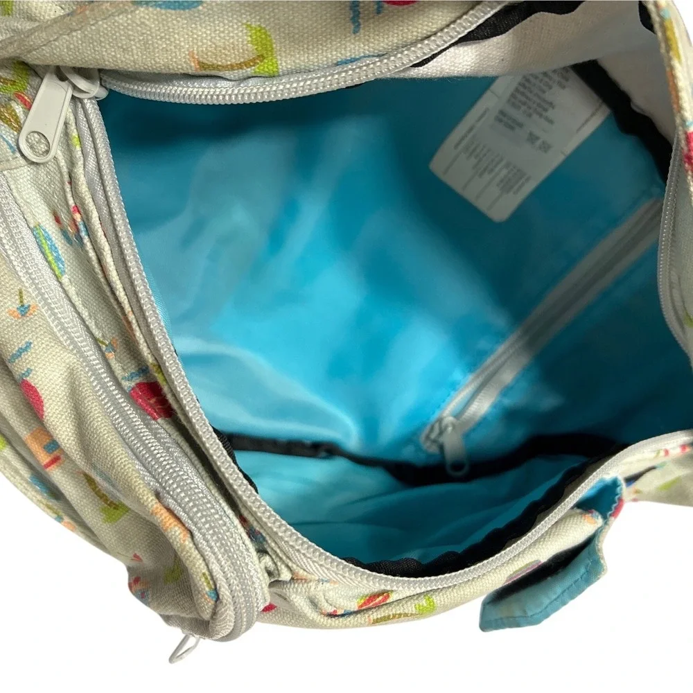 KAVU‎ Rope Bag Sling Backpack Summer Beach Camper Print Canvas Tan Pink Blue